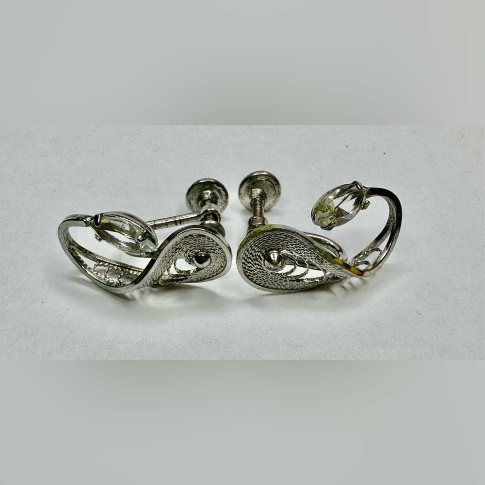 Vintage Art Noveau Marked Sterling Screw back Earrings